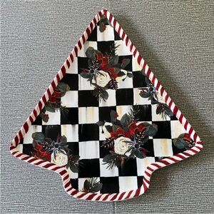 MacKenzie-Childs Holiday Tree Tray - Black, White, Red